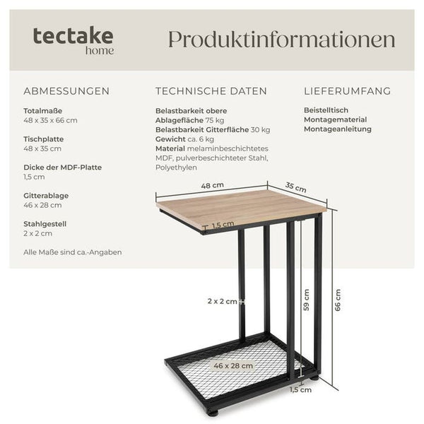 Beistelltisch Eton Industrial Holz hell, Eiche Sonoma