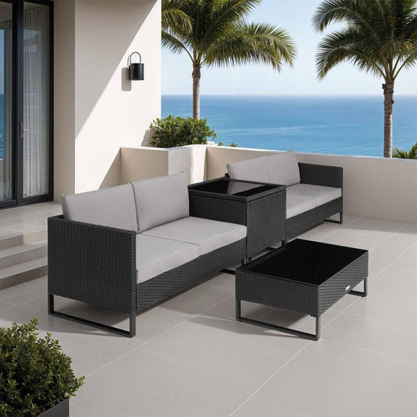 Rattan Lounge Ostuni schwarz