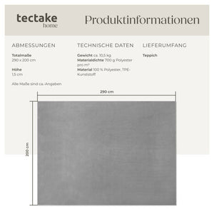 Short pile carpet Soft Zone gray 200 x 290 cm 
