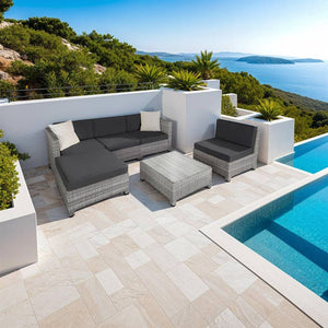 Aluminium Rattan Lounge hellgrau