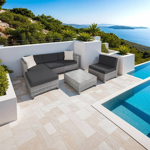 Aluminium Rattan Lounge hellgrau