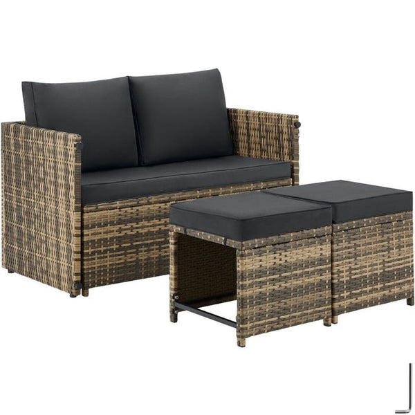 2-in-1-Rattanlounge-Set Monopoli natur