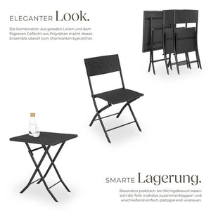 Rattan Balkonset Trevi, schwarz