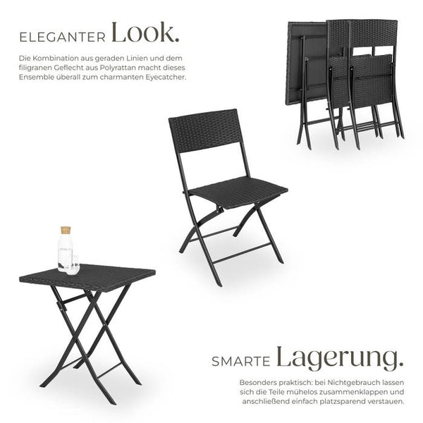 Rattan Balkonset Trevi, schwarz