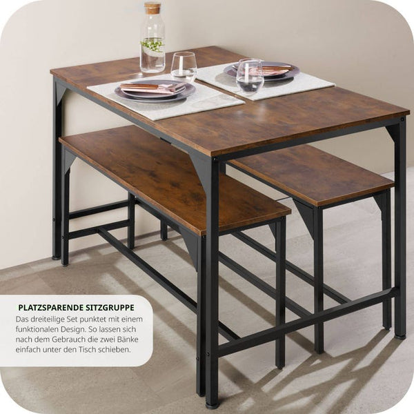 Sitzgruppe Bolton Industrial Holz dunkel, rustikal