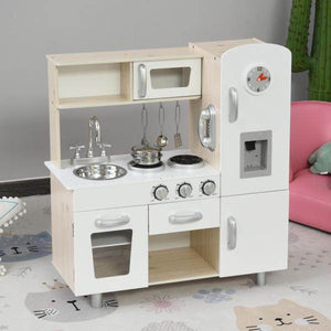 Kinderküche mit viel Zubehör Spielküche Kiefer MDF Weiss