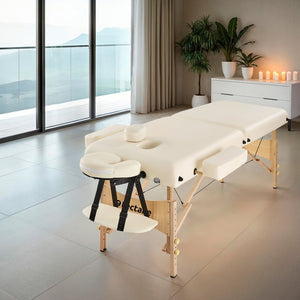 Lettino da massaggio a 2 zone con imbottitura da 7,5 cm, beige
