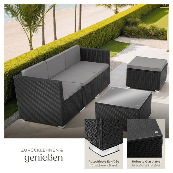 Rattan Lounge Lignano schwarz