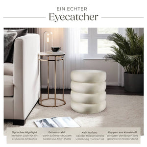 Sitzhocker Altu Samtoptik creme-weiss