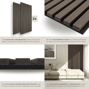 4er Set Akustikpaneele Sonic Wall Eiche grau 4er Set