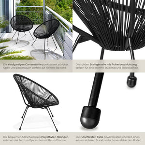 2 chaises de jardin Santana - noires 