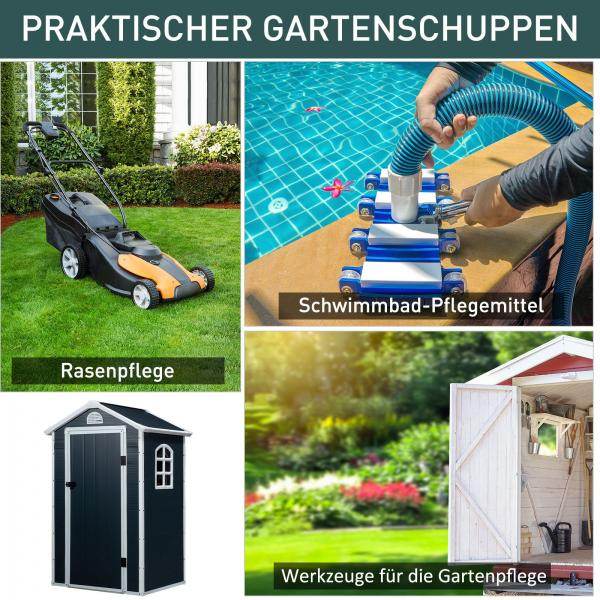 Gerätehaus Geräteschuppen PP Metall Grau