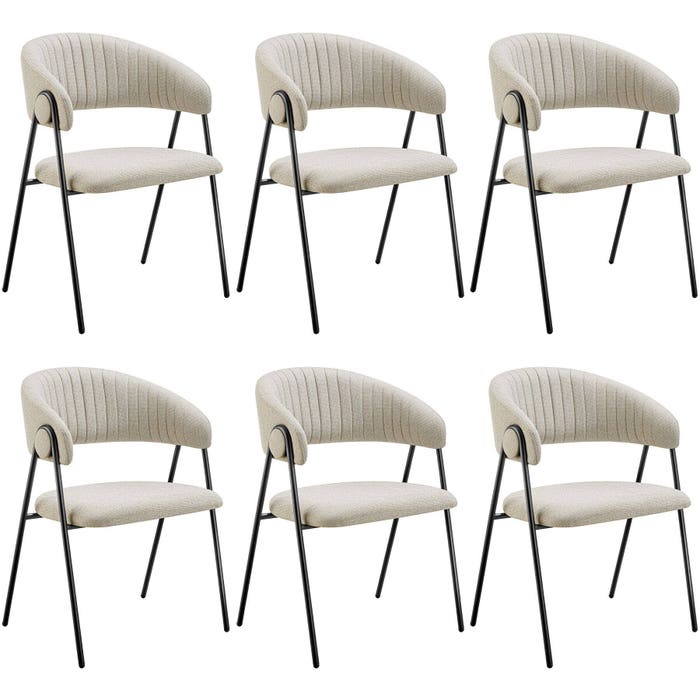Fauteuil Bedano, gris-beige, lot de 6