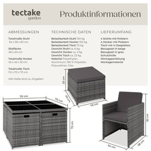 Aluminium Rattan Sitzgruppe Manhattan 4+4+1, grau