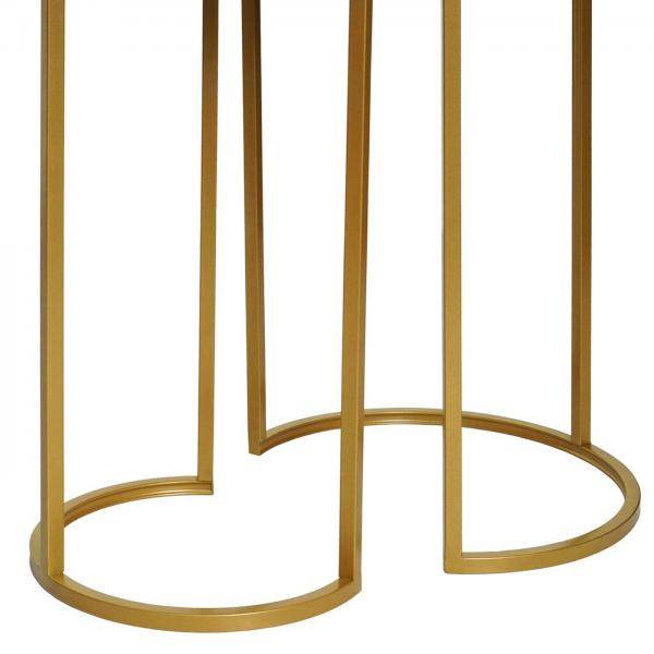 2er-Set Beistelltisch Kaffeetisch Nachttisch Loungetisch, Marmor-Optik FSC-zertifiziert MDF ~ weiss-gold