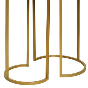 2er-Set Beistelltisch Kaffeetisch Nachttisch Loungetisch, Marmor-Optik FSC-zertifiziert MDF ~ schwarz-gold