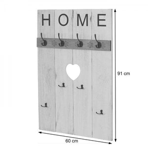 Wandgarderobe Garderobenpaneel Shabby-Look Vintage, 8 Haken 91x60cm ~ weiss, shabby