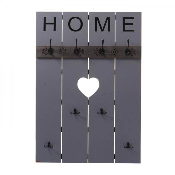 Wandgarderobe Garderobenpaneel Shabby-Look Vintage, 8 Haken 91x60cm ~ grau-blau, shabby