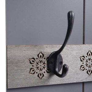 Wandgarderobe Garderobenpaneel Shabby-Look Vintage, 8 Haken 91x60cm ~ grau-blau, shabby