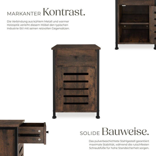 Nachttisch Waterford Industrial Holz dunkel, rustikal