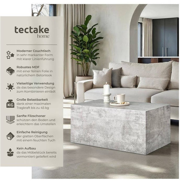 Couchtisch Lasley Beton Optik 90 x 50 x 40 cm