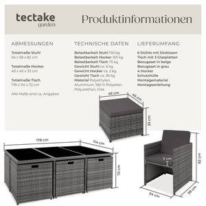 Aluminium Rattan Sitzgruppe New York 6+4+1, grau