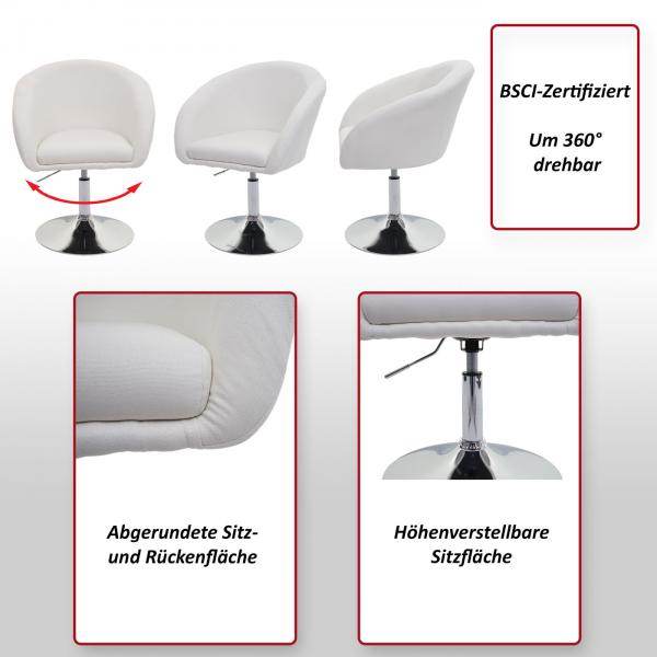 Esszimmerstuhl HWC-F19, Küchenstuhl Stuhl Drehstuhl Loungesessel, drehbar höhenverstellbar ~ Kunstleder grau