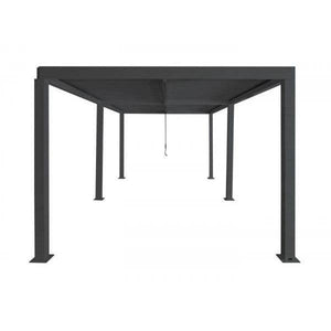 Pergola HWC-L46, Gartenpavillon Lamellen-Pavillon, 11cm-Aluminium-Gestell, Regenrinne sturmfest, 3x6m ~ anthrazit