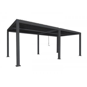 Pergola HWC-L46, Gartenpavillon Lamellen-Pavillon, 11cm-Aluminium-Gestell, Regenrinne sturmfest, 3x6m ~ anthrazit