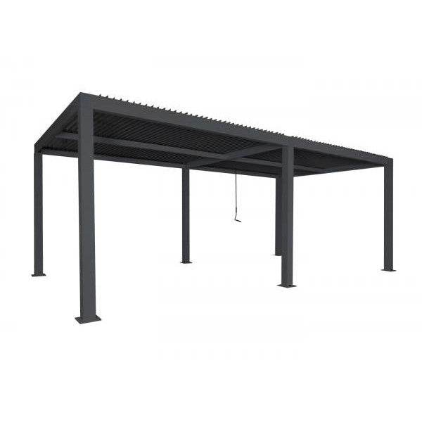 Pergola HWC-L46, Gartenpavillon Lamellen-Pavillon, 11cm-Aluminium-Gestell, Regenrinne sturmfest, 3x6m ~ anthrazit