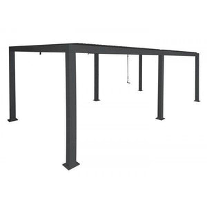 Pergola HWC-L46, Gartenpavillon Lamellen-Pavillon, 11cm-Aluminium-Gestell, Regenrinne sturmfest, 3x6m ~ anthrazit