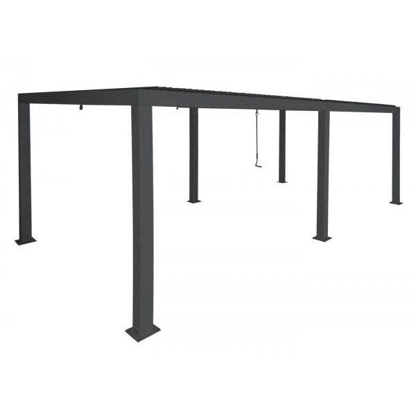 Pergola HWC-L46, Gartenpavillon Lamellen-Pavillon, 11cm-Aluminium-Gestell, Regenrinne sturmfest, 3x6m ~ anthrazit