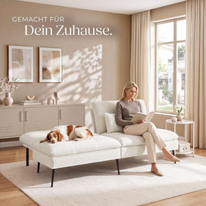 Schlafsofa Tokio 3in1 mit neigbarer Rückenlehne creme-weiss