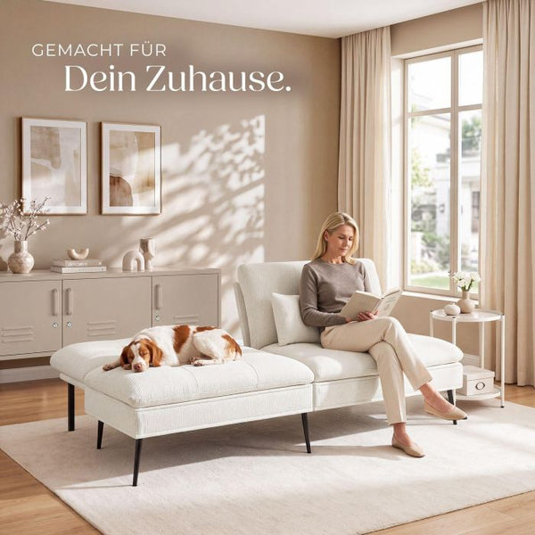 Schlafsofa Tokio 3in1 mit neigbarer Rückenlehne creme-weiss
