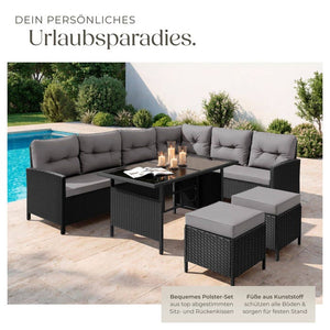 Rattan Lounge Barletta schwarz/grau