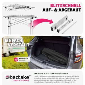 Camping Klapptisch aus Aluminium inkl. Tasche 70x70x70cm