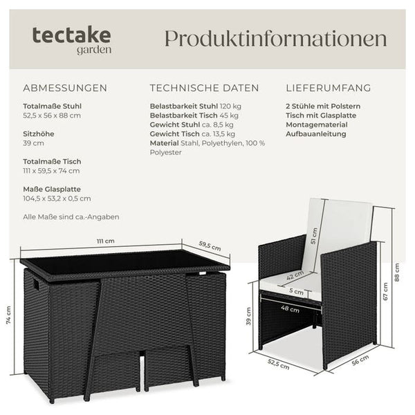 Rattan Sitzgruppe Lausanne schwarz