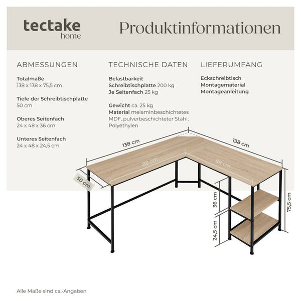 Schreibtisch Hamilton Industrial Holz hell, Eiche Sonoma