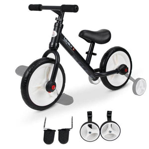Laufrad Kinderfahrrad Lauflernrad 2-in-1 Stützräder Pedale 2-5 Jahre PP Schwarz