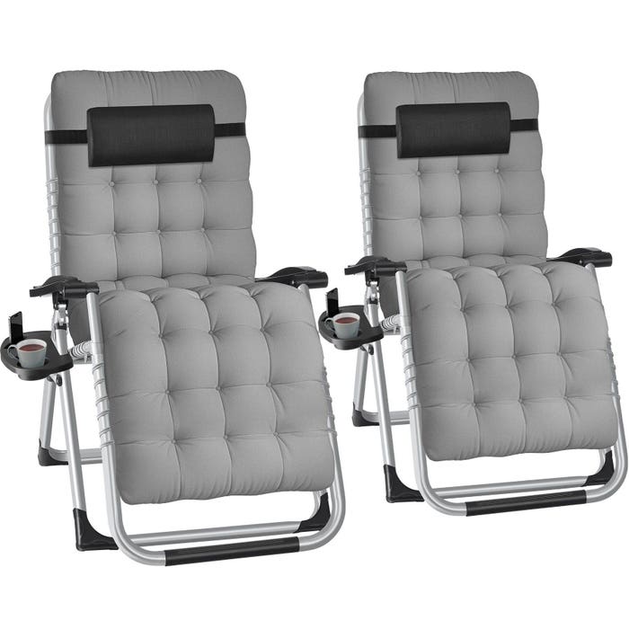 Set di 2 lettini prendisole Cloud grigio chiaro 