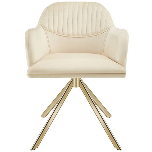 Samt-Drehstuhl Lona créme/gold 2er Set