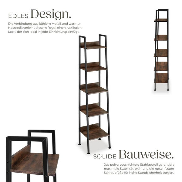 Leiterregal Folkestone Industrial Holz dunkel, rustikal 35,5 x 31,5 x 170,5 cm
