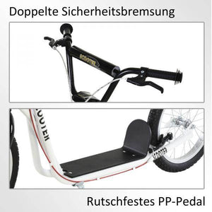 Kinderroller Scooter Tretroller Cityroller Kickscooter Kickboard mit Luftreifen Faltbar 16 Zoll Weiss