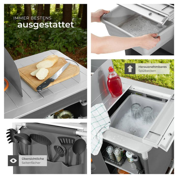 Camping kitchen 116x52x107cm gray