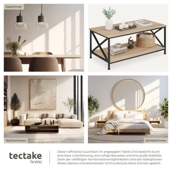Couchtisch Pittsburgh Industrial Holz hell, Eiche Sonoma