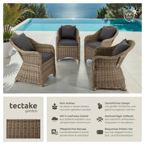4er Set Aluminium Rattansessel