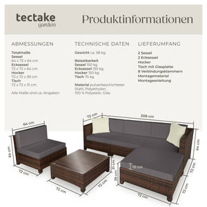 Rattan Lounge schwarz/braun
