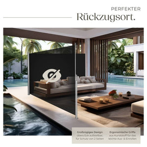 Aluminium Doppel Seitenmarkise schwarz 160 x 600 cm