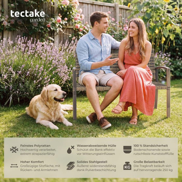 Rattan-Gartenbank Murat 2-Sitzer wetterfest natur