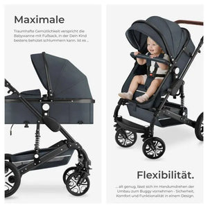 Kombi-Kinderwagen Mats klappbar mit 5-Punkt-Gurt anthrazit